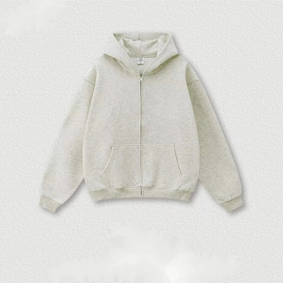 New Arrival Winter Thick 345 Grams Cotton Fleece Lining Hoodies Printing Vintage Washed Men Zip up Hoodie for Man