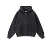 New Arrival Winter Thick 345 Grams Cotton Fleece Lining Hoodies Printing Vintage Washed Men Zip up Hoodie for Man
