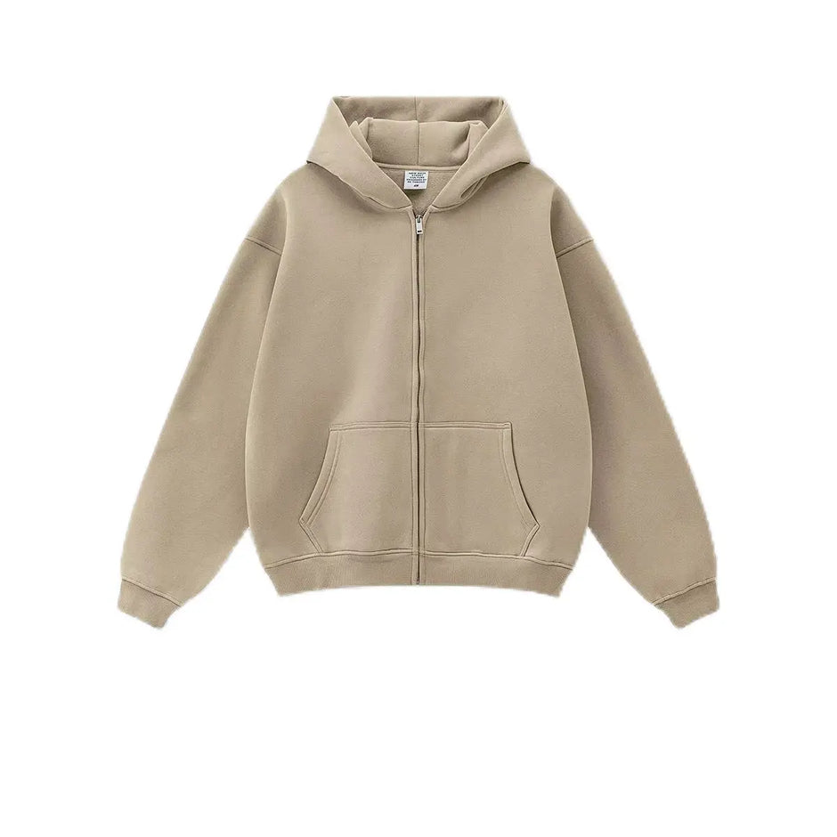 New Arrival Winter Thick 345 Grams Cotton Fleece Lining Hoodies Printing Vintage Washed Men Zip up Hoodie for Man