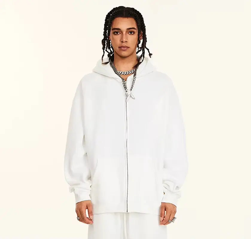 New Arrival Winter Thick 345 Grams Cotton Fleece Lining Hoodies Printing Vintage Washed Men Zip up Hoodie for Man