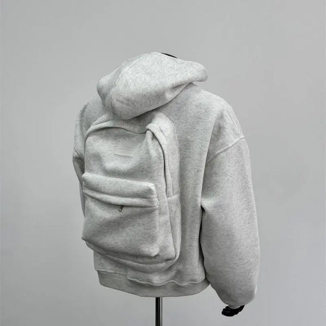 Backpack Hoodie Design Men's Coat Flower Gray SISMO